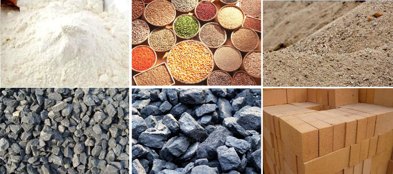 風(fēng)冷式直線振動(dòng)篩可篩分物料有：耐火材料，糧食，沙土，石子等。